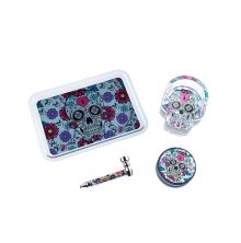 Alupfeife & Plastikgrinder Set - Girly Skull